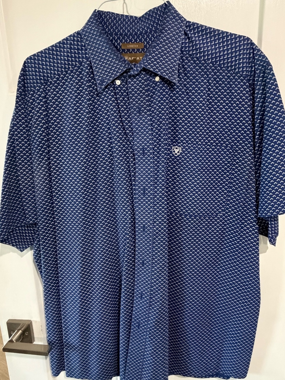 Ariat Navy Printed Short-Sleeve Button-Down Shirt